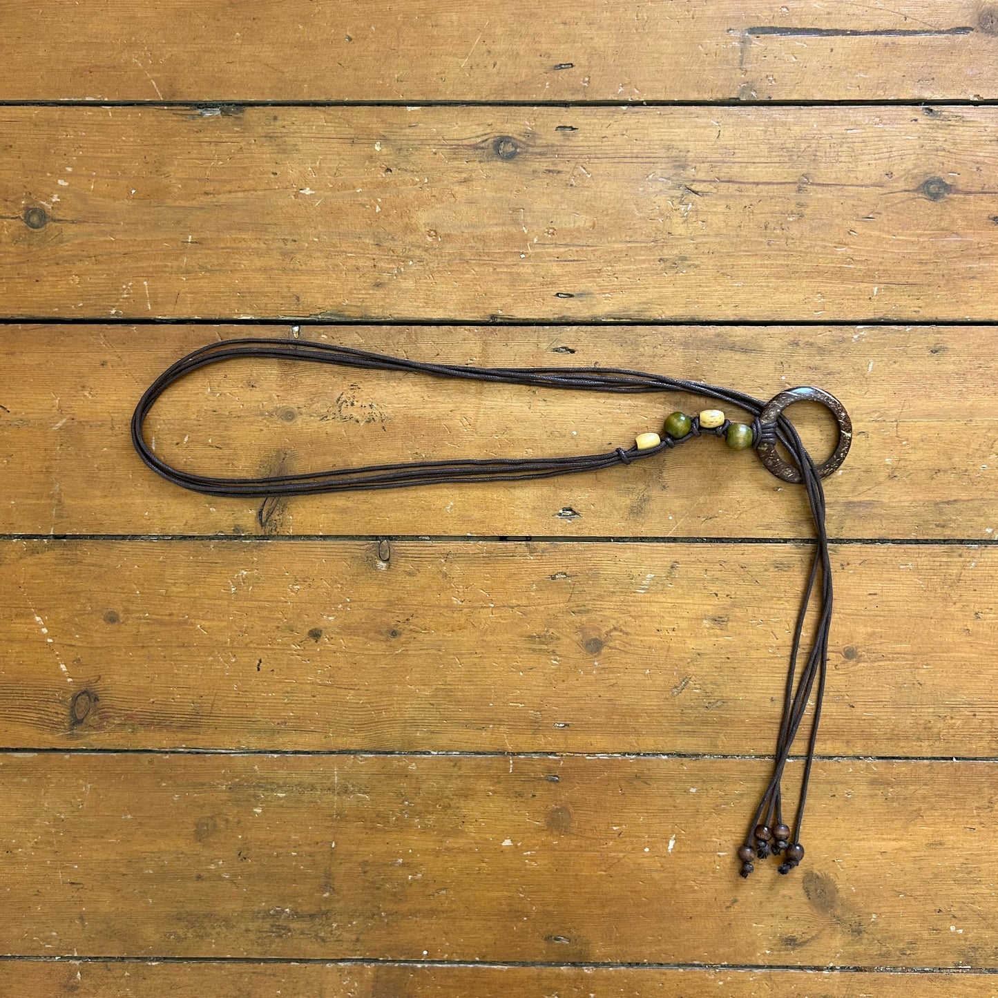 vintage 00s brown o ring string beaded belt