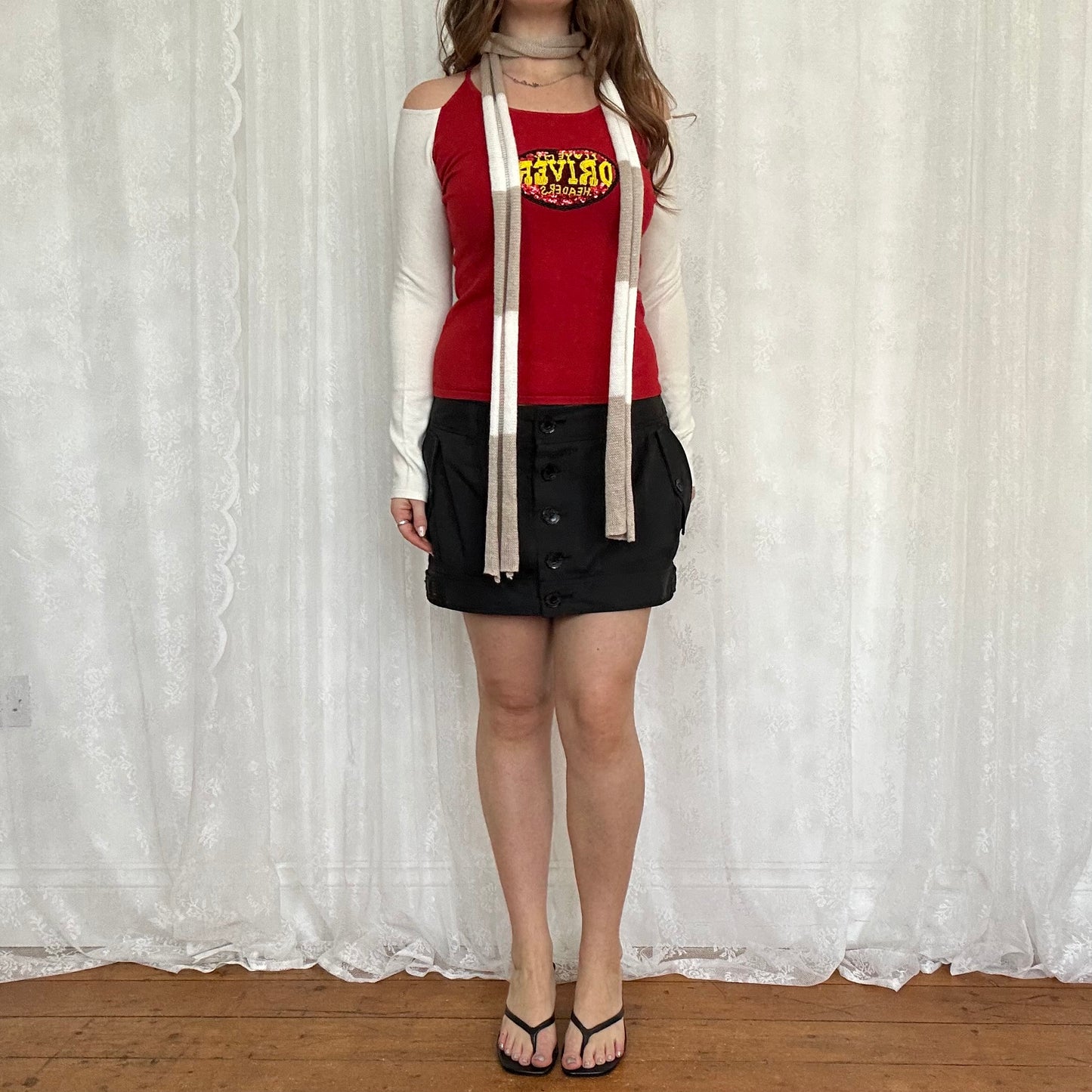 vintage 00s striped skinny scarf