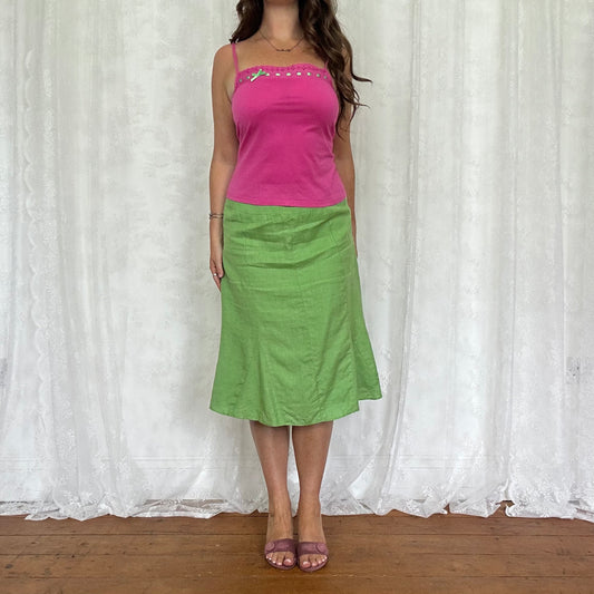 vintage 00s pink broderie trim cami top