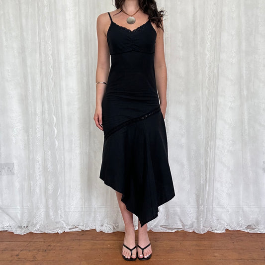 vintage 00s black summer midi dress