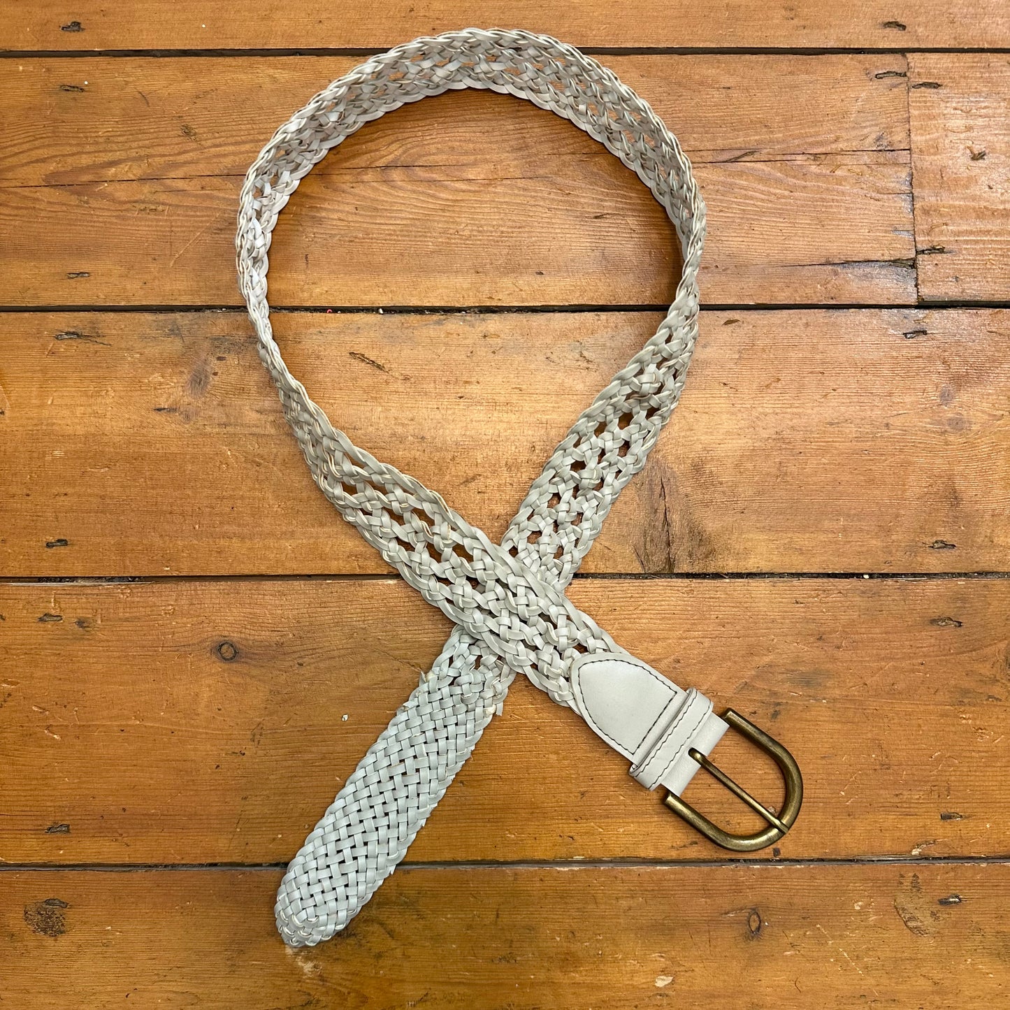 vintage 00s grey braided belt