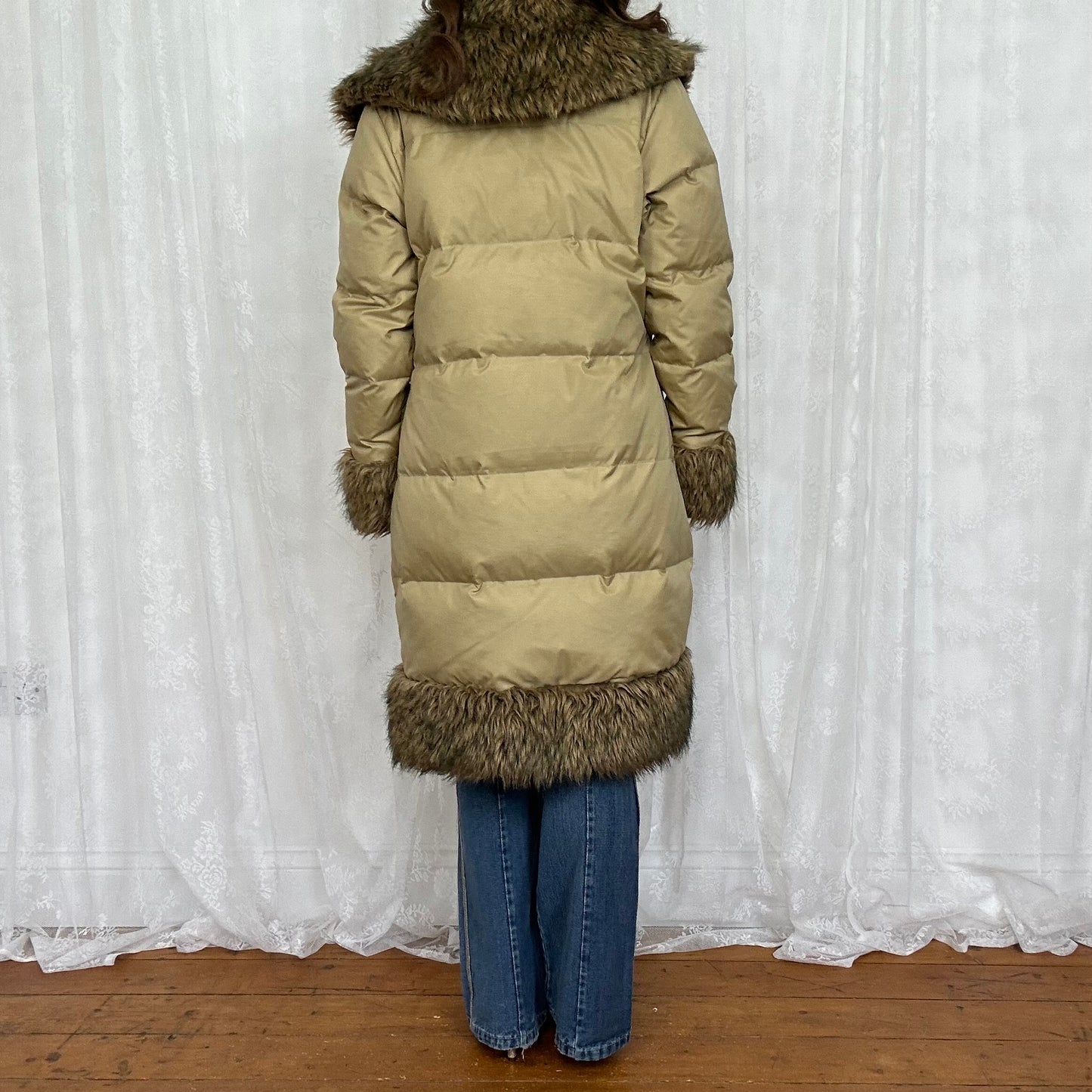 vintage 00s Morgan de toi longline faux fur trim coat