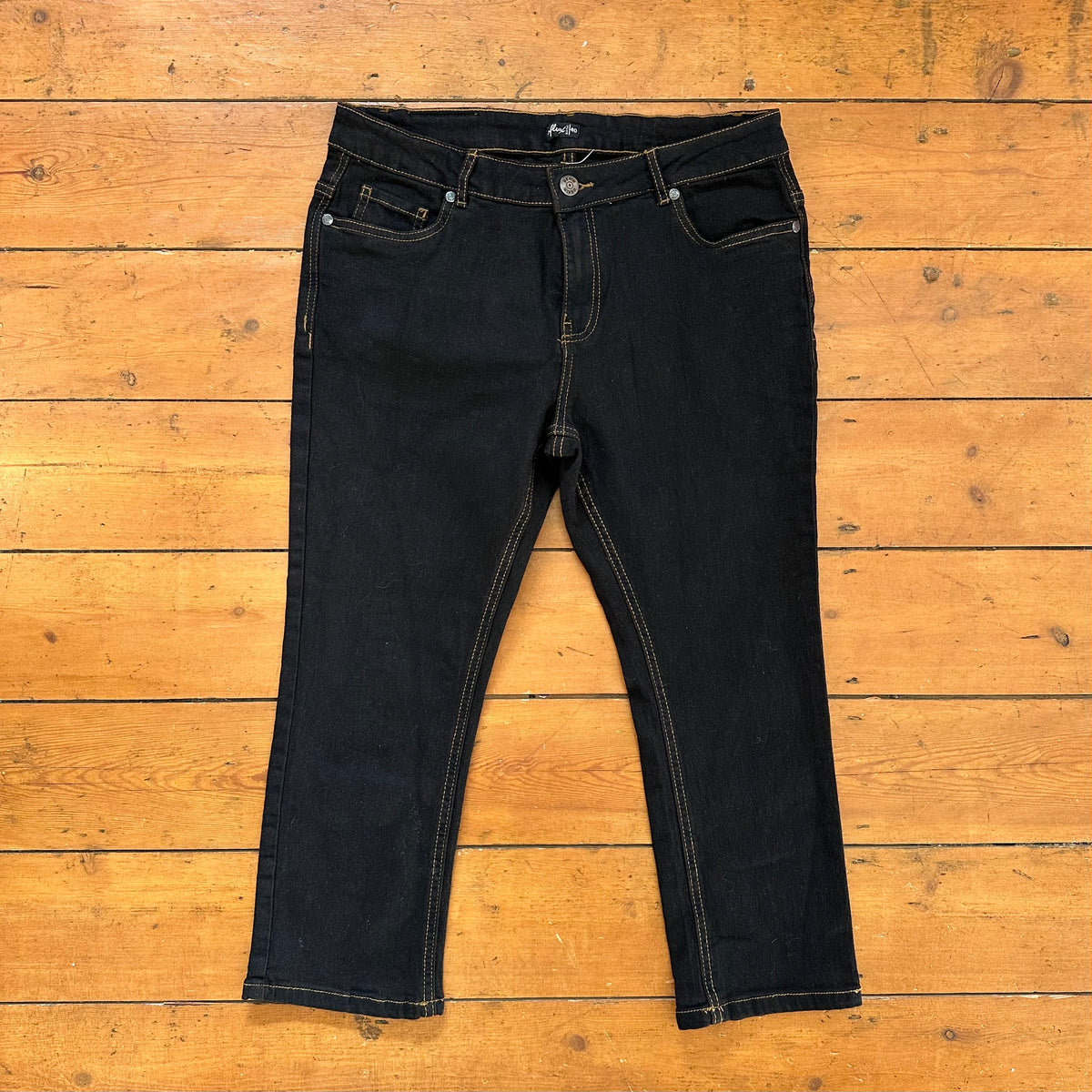 vintage 00s black denim capri pants