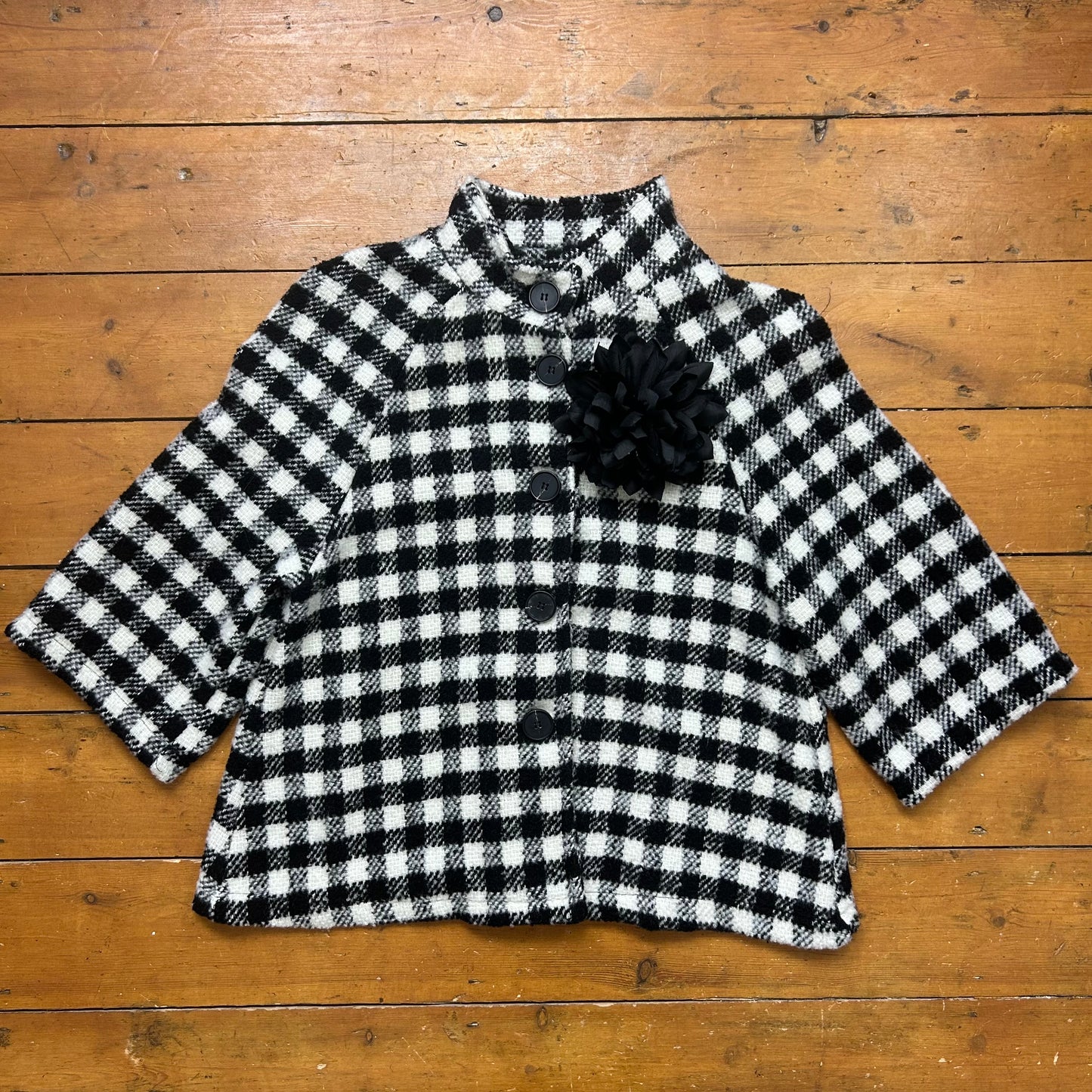 vintage 00s black and white houndstooth jacket