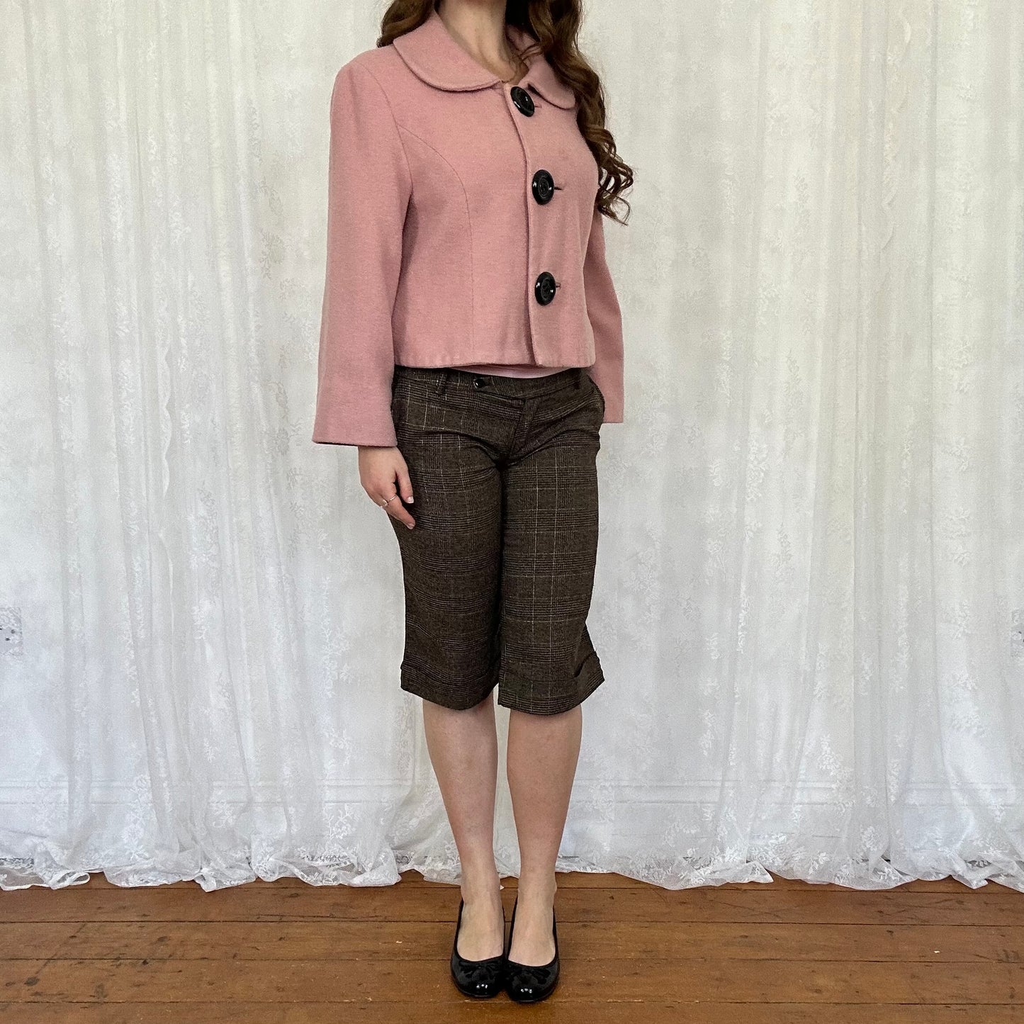 vintage 00s pink button down peacoat