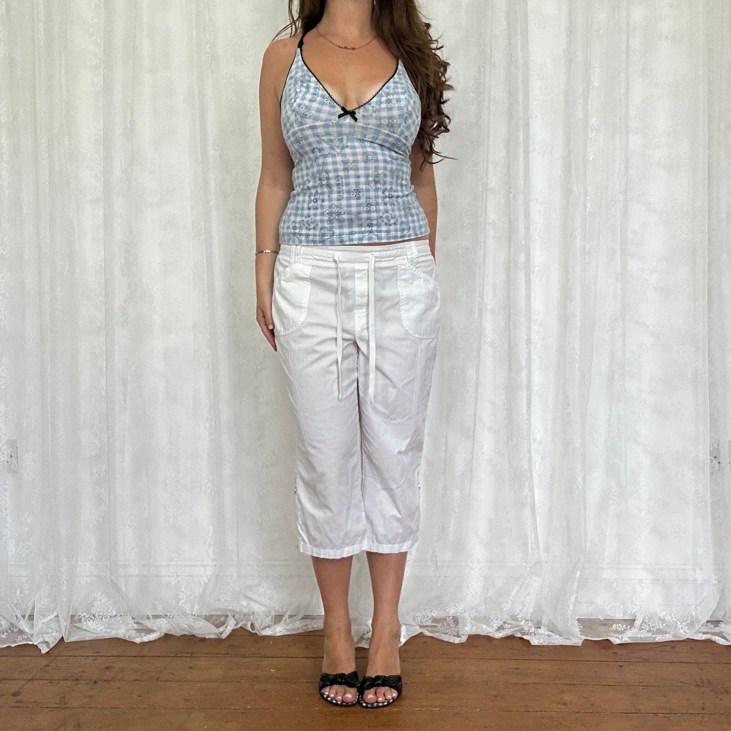 vintage 00s blue gingham intimissimi cami