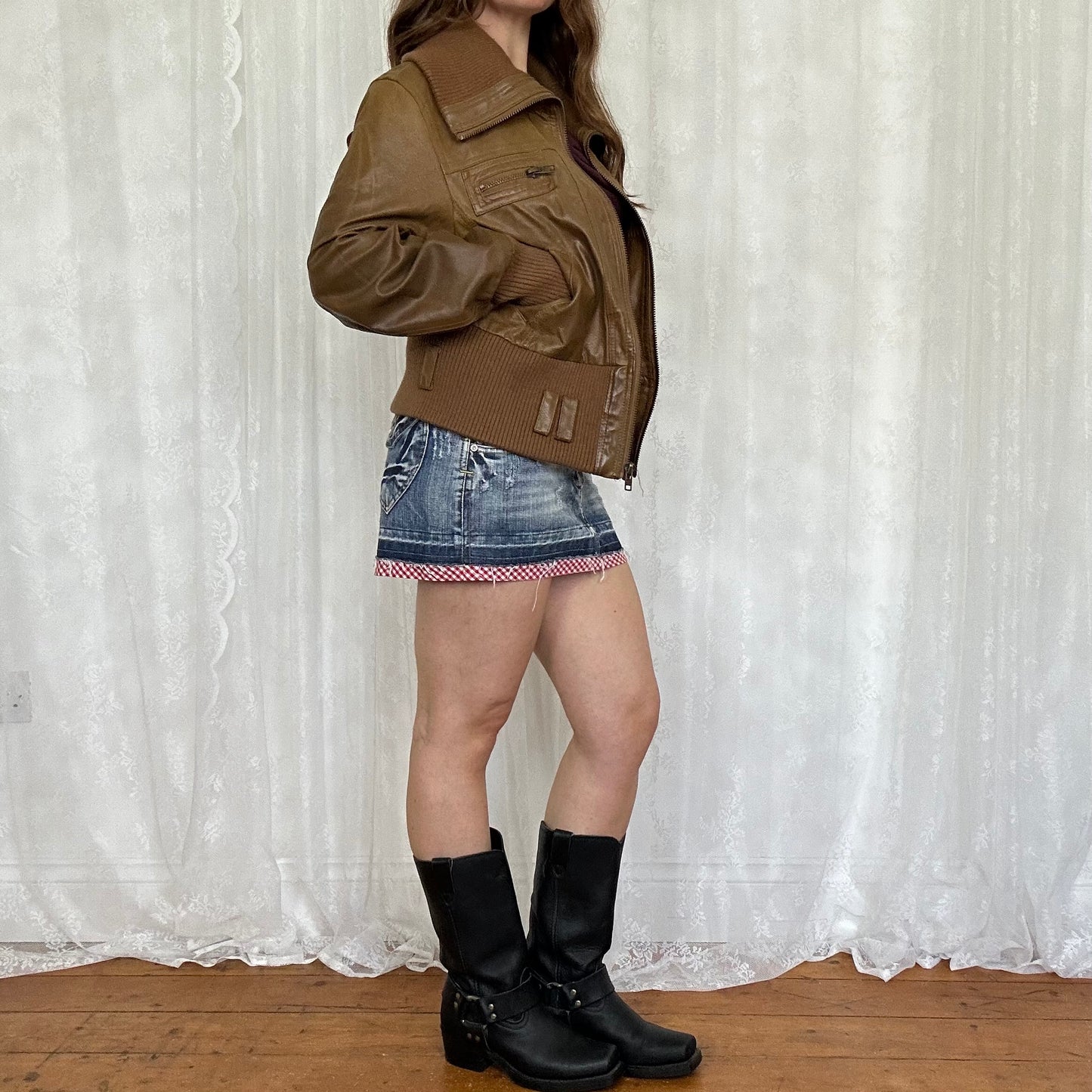 vintage 00s tan leather jacket