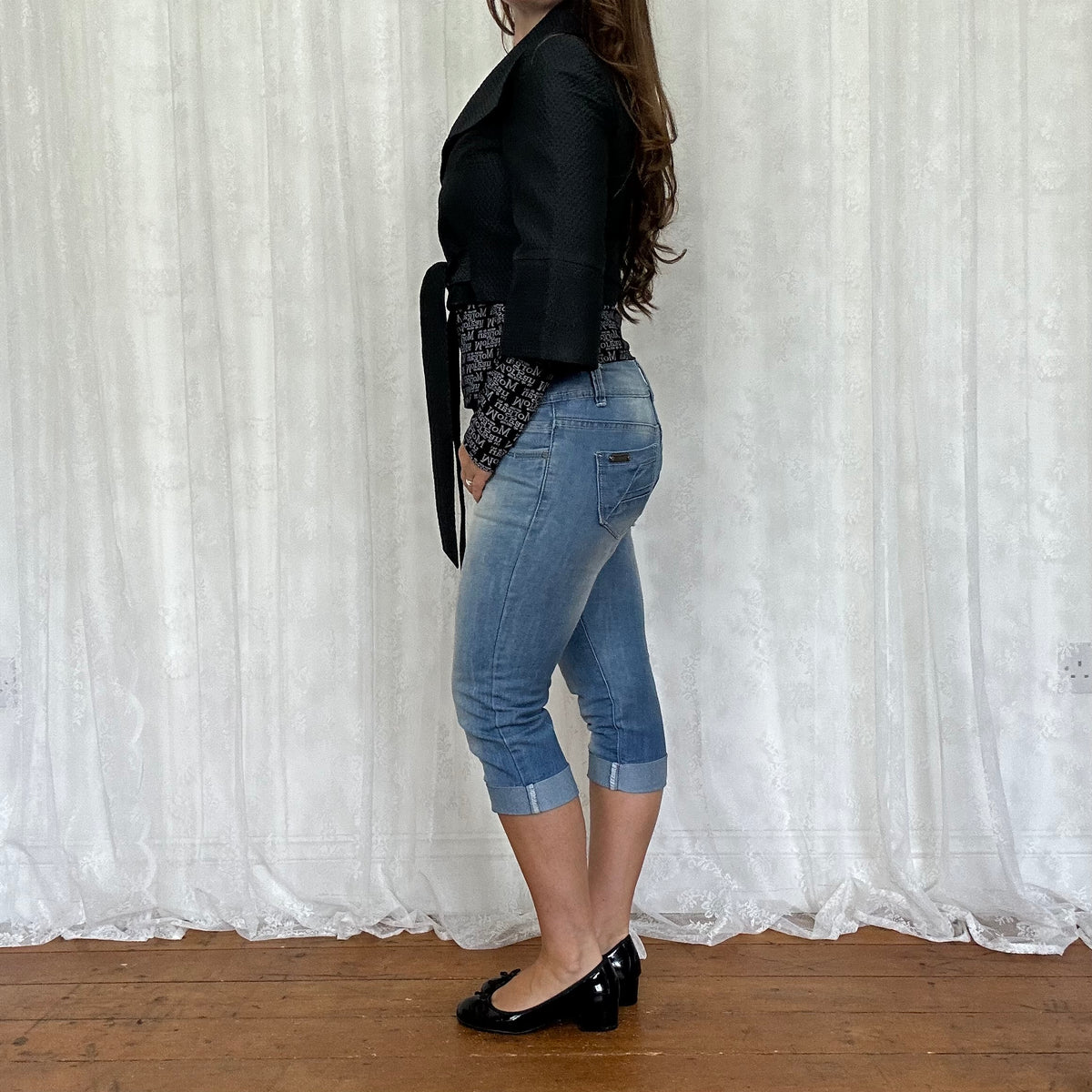vintage 00s black cropped peacoat
