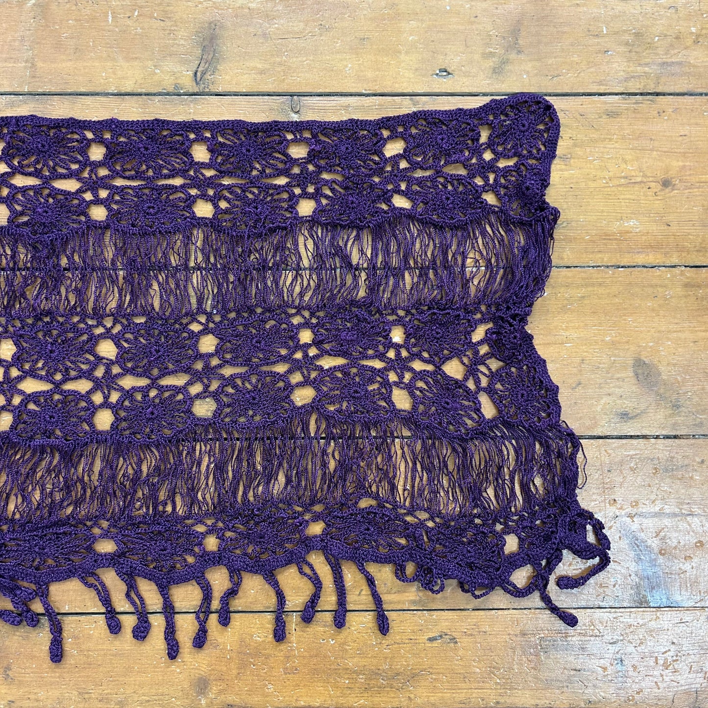 vintage 00s purple crochet wrap shawl