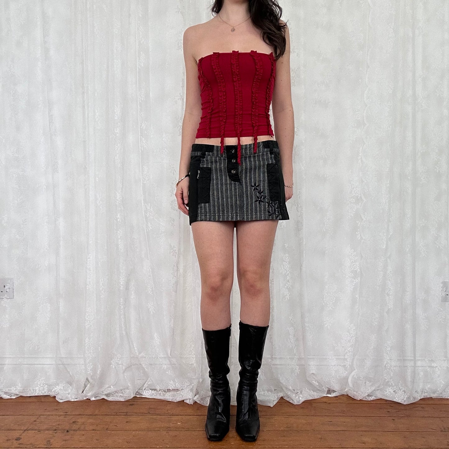 vintage 00s red strapless slinky top