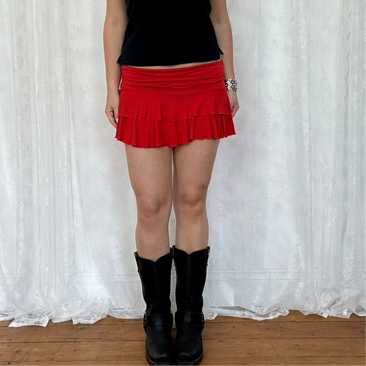 vintage 00s red rara mini skirt