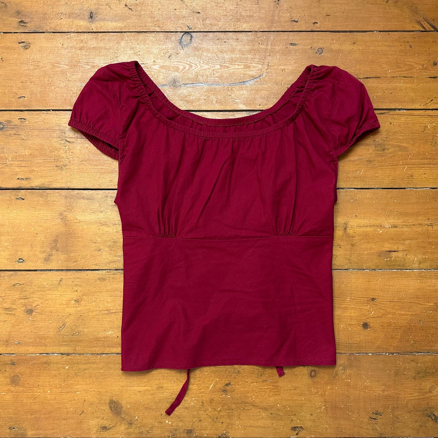 vintage 00s burgundy pimkie milkmaid tie back top