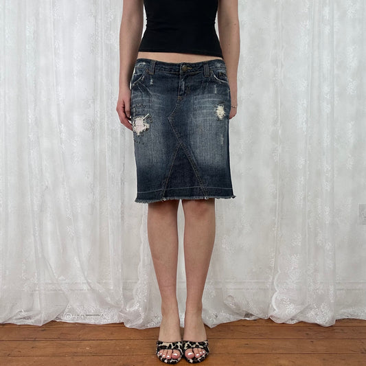 vintage 00s studded denim midi skirt