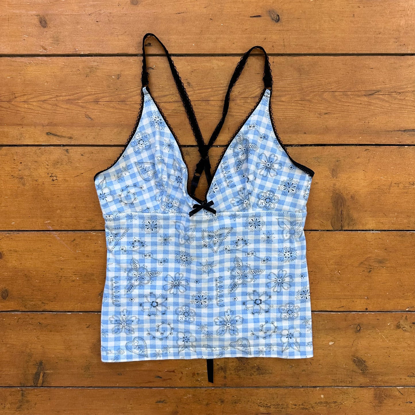 vintage 00s blue gingham intimissimi cami