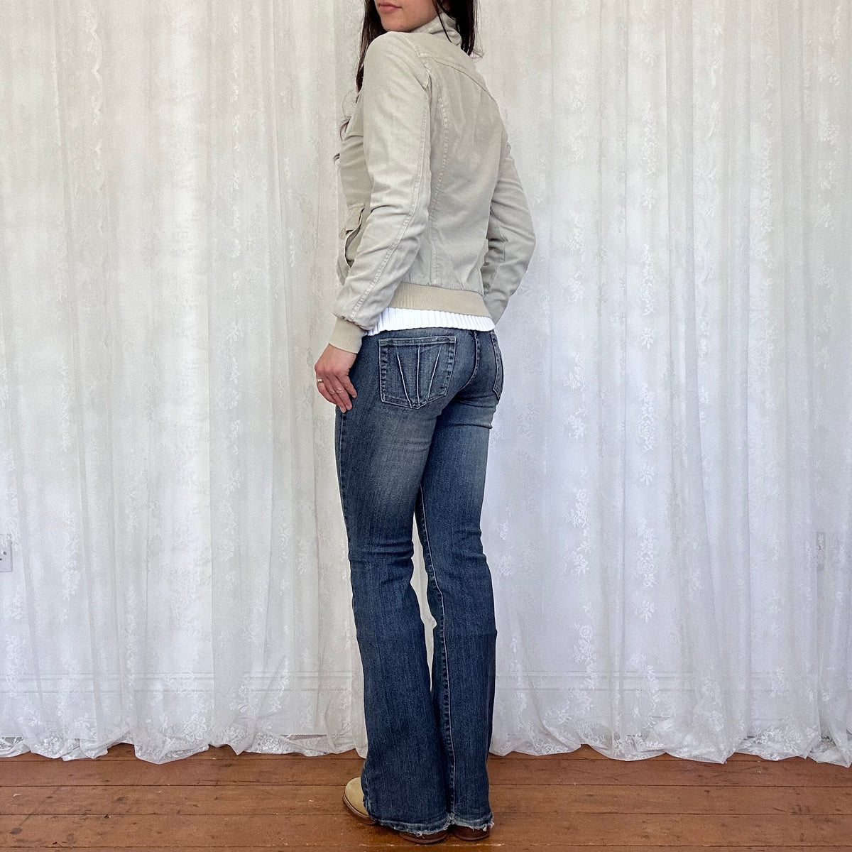 vintage 00s light grey cotton button up jacket