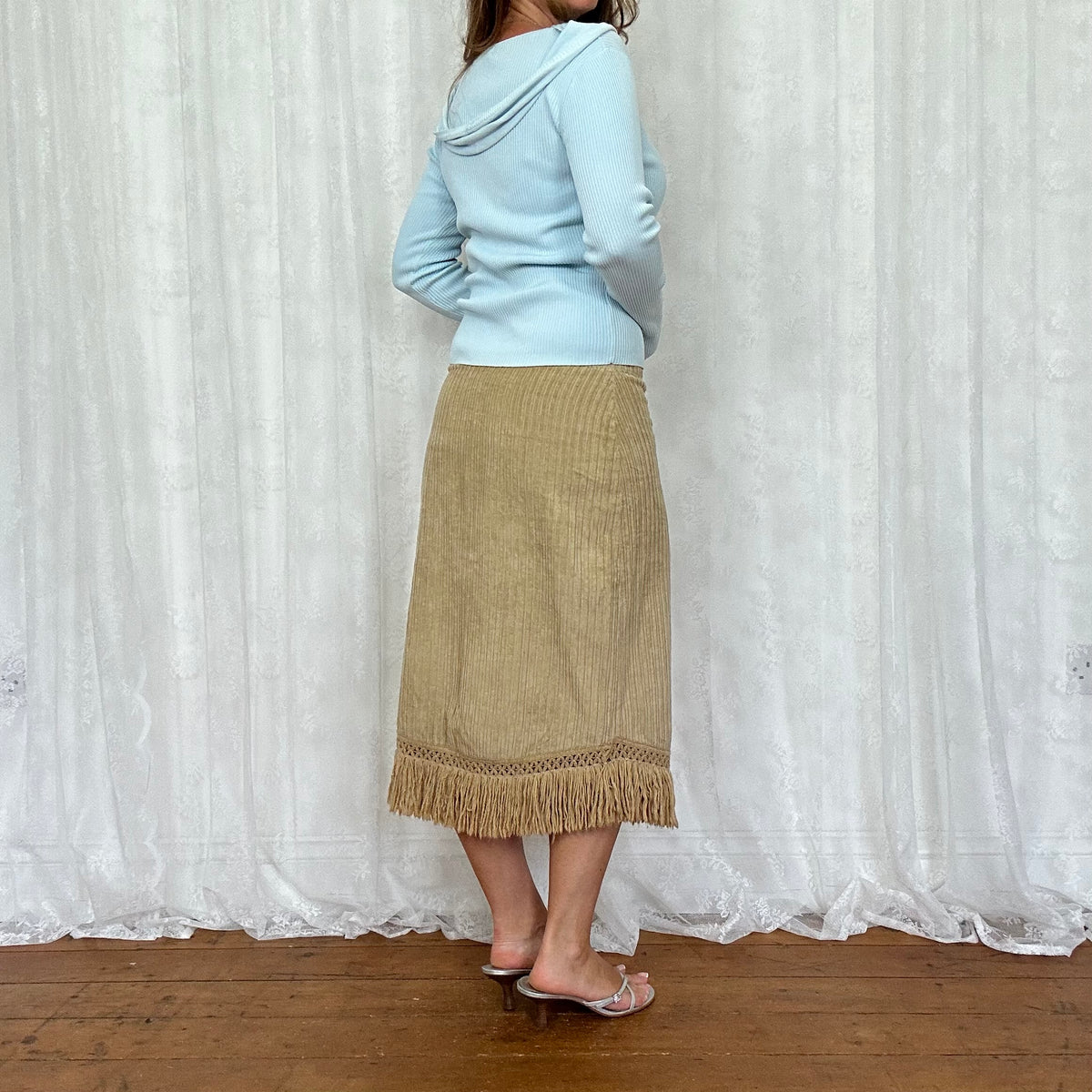 vintage 00s baby blue v neck long sleeve top