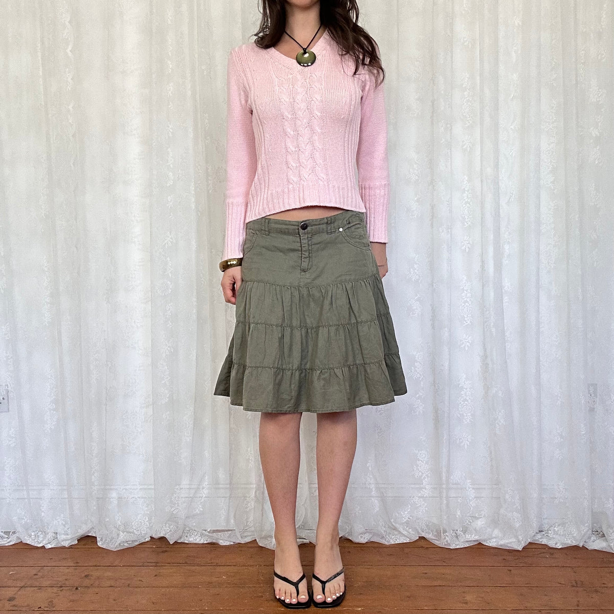 vintage 00s baby pink v neck jumper