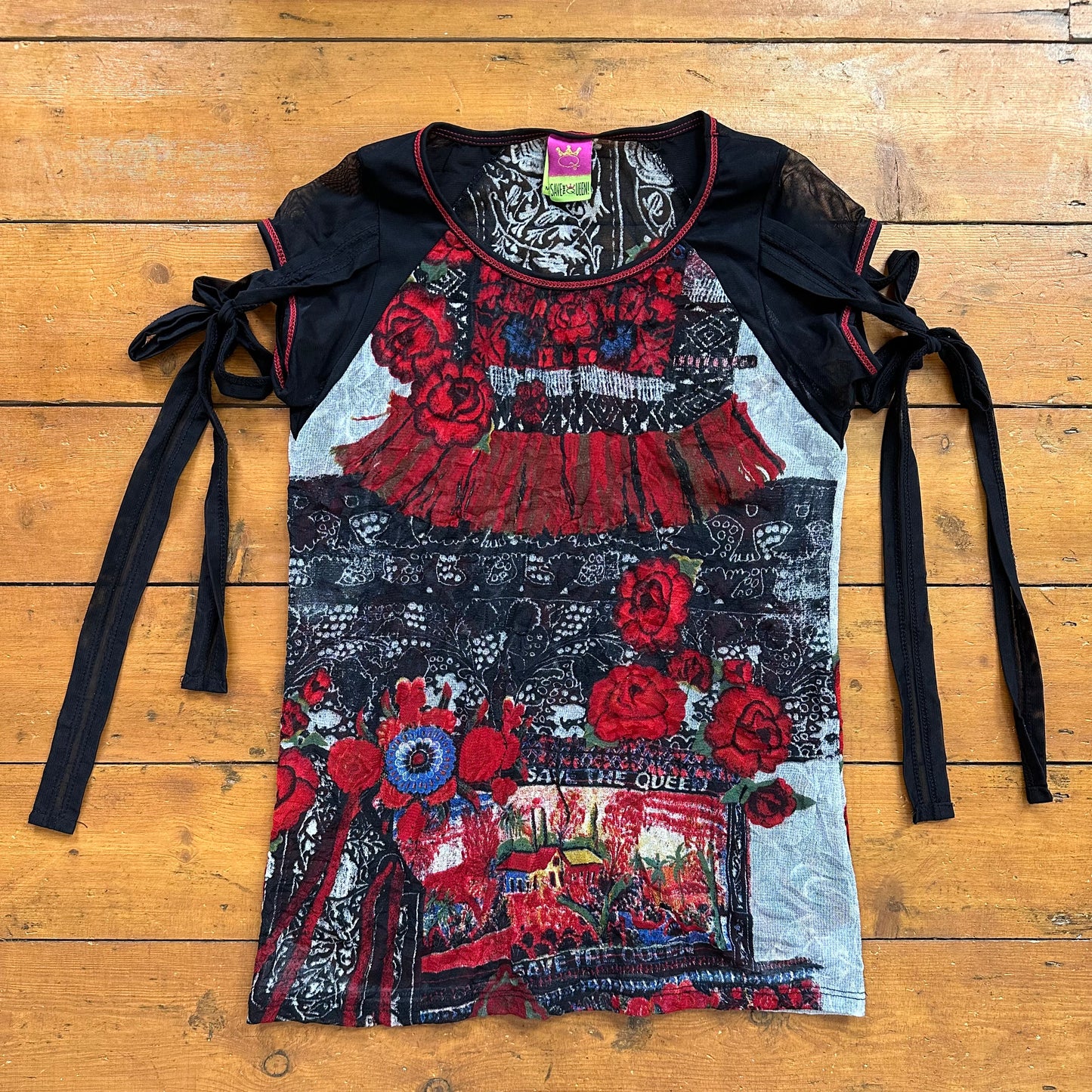 vintage 00s save the queen graphic top