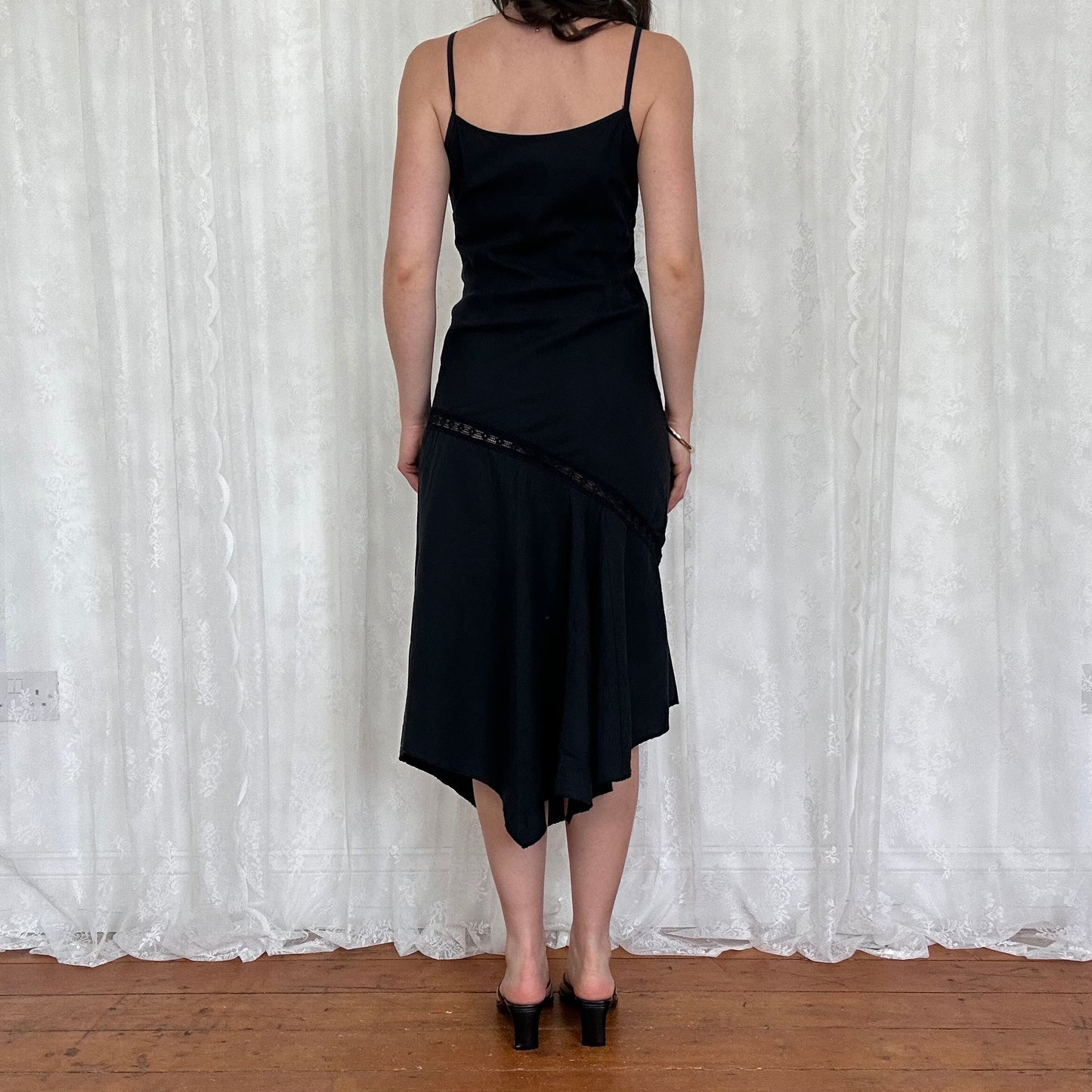 vintage 00s black summer midi dress