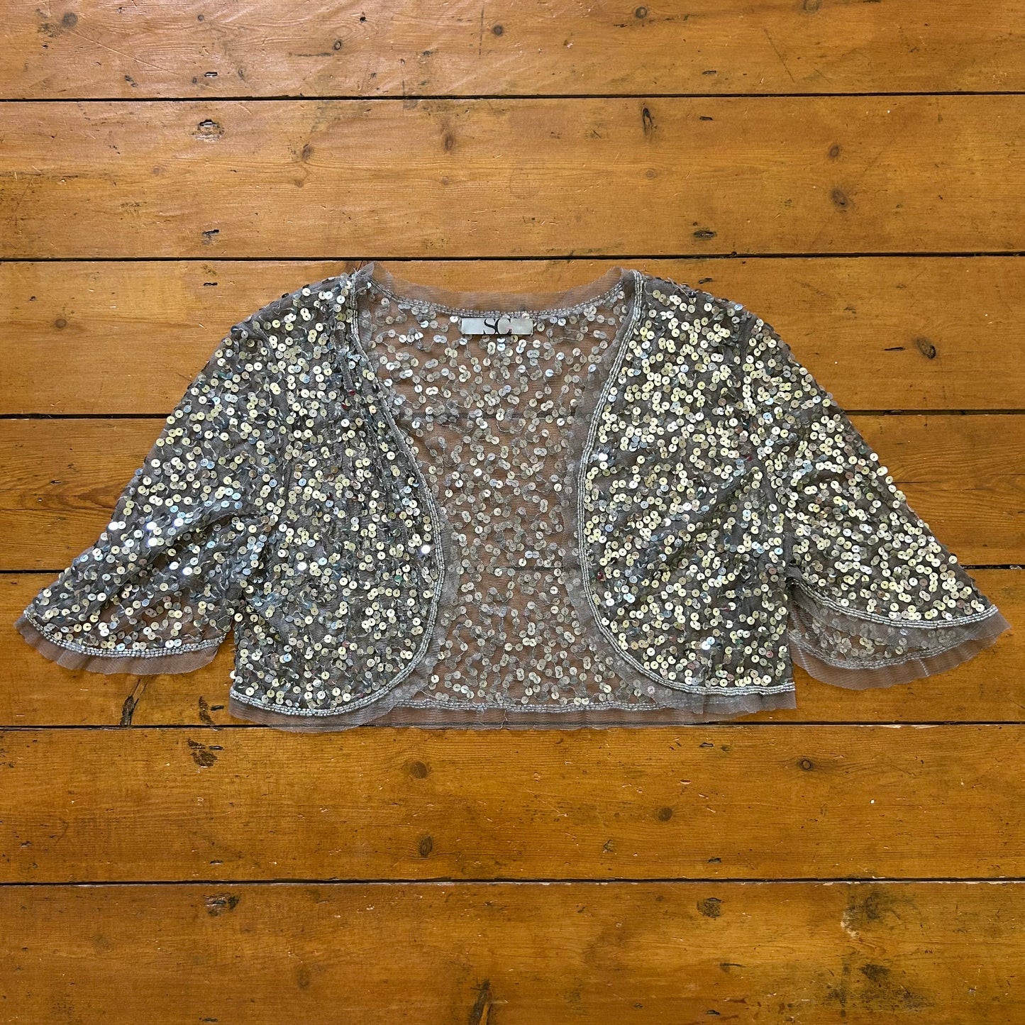 vintage 00s silver sequin bolero shrug