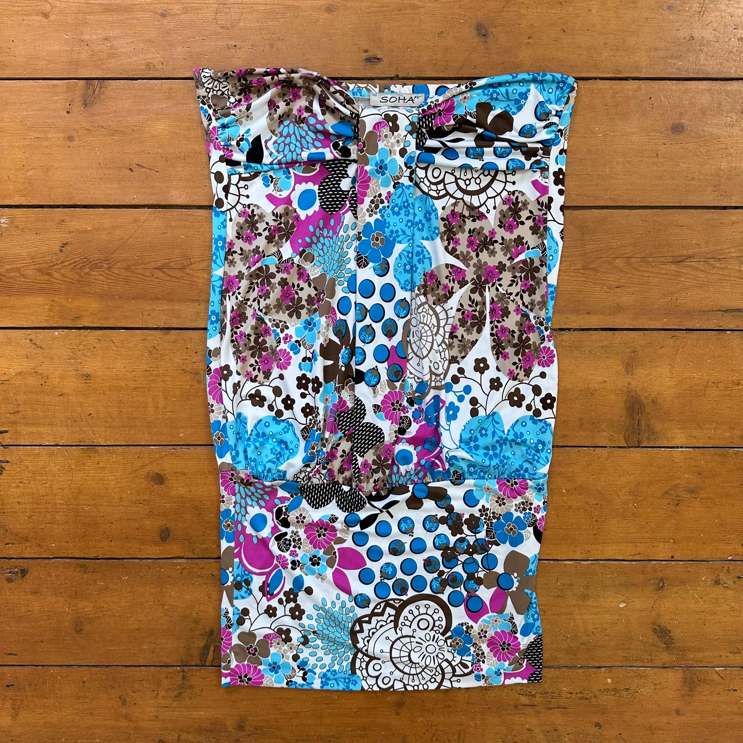vintage 00s floral slinky bandeau dress