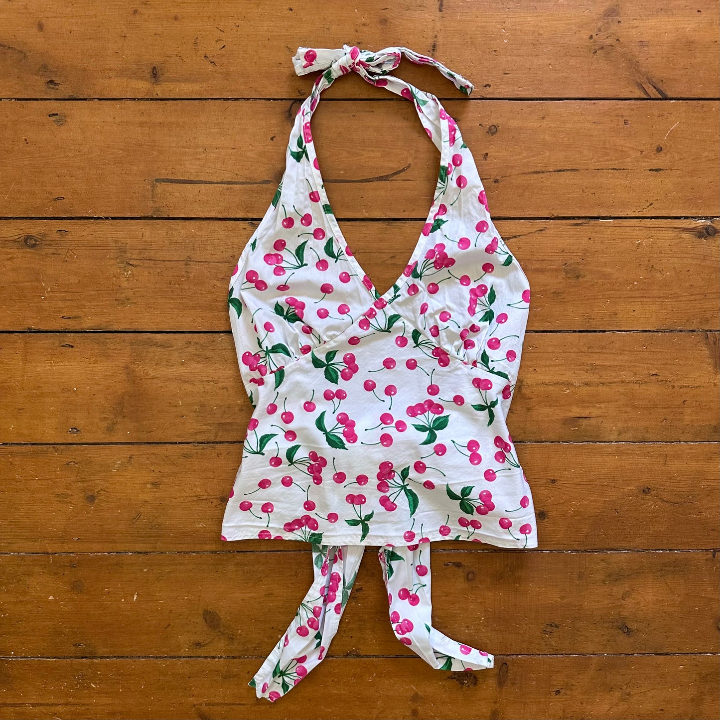 vintage 00s cherry print halter top
