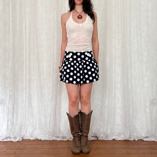 vintage 00s white mesh halter tie up top