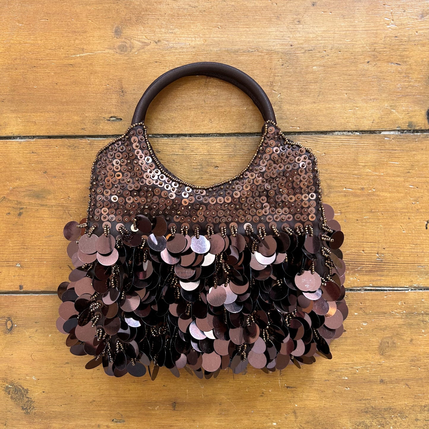vintage 00s brown sequin beaded bag