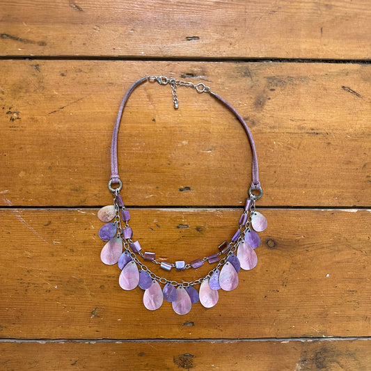 vintage 00s purple shell double layered necklace
