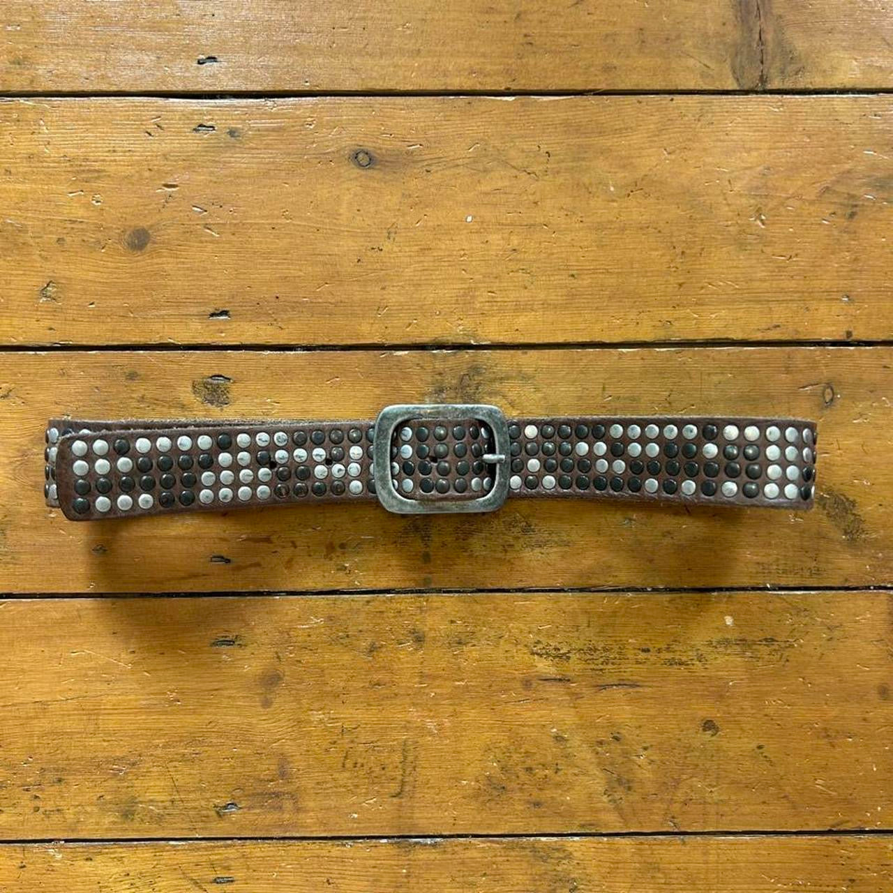 vintage 00s brown leather studded belt