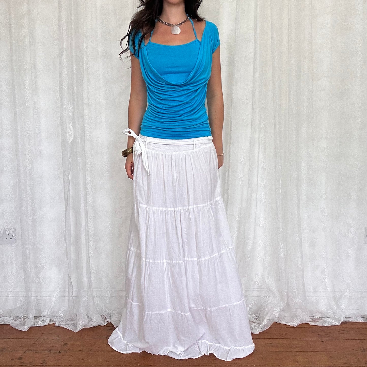 vintage 00s blue double layered top