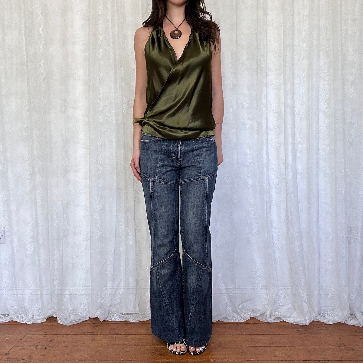 vintage 00s diesel patchwork wide leg jeans