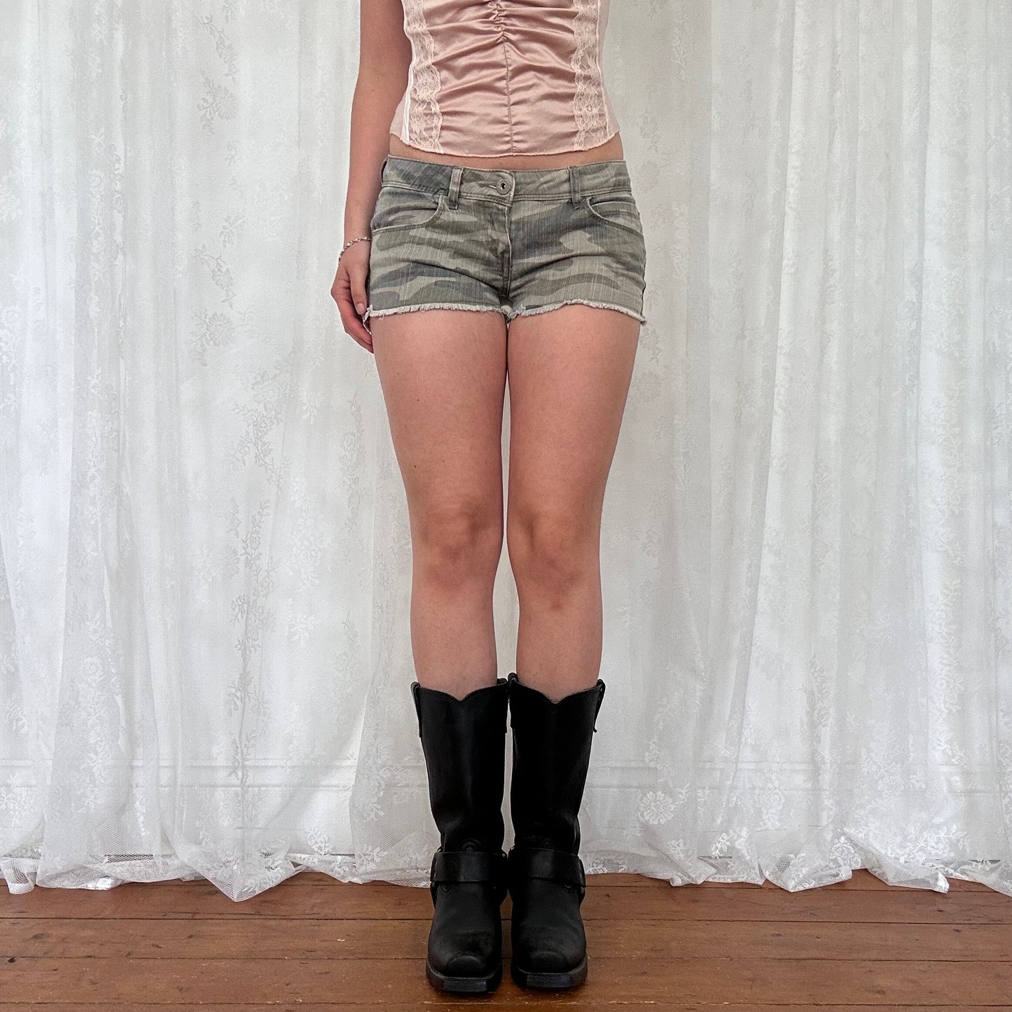 vintage 00s camouflage micro mini shorts
