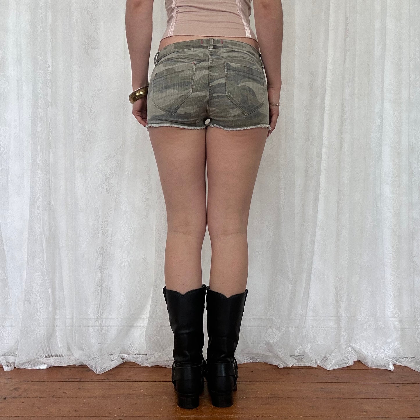 vintage 00s camouflage micro mini shorts