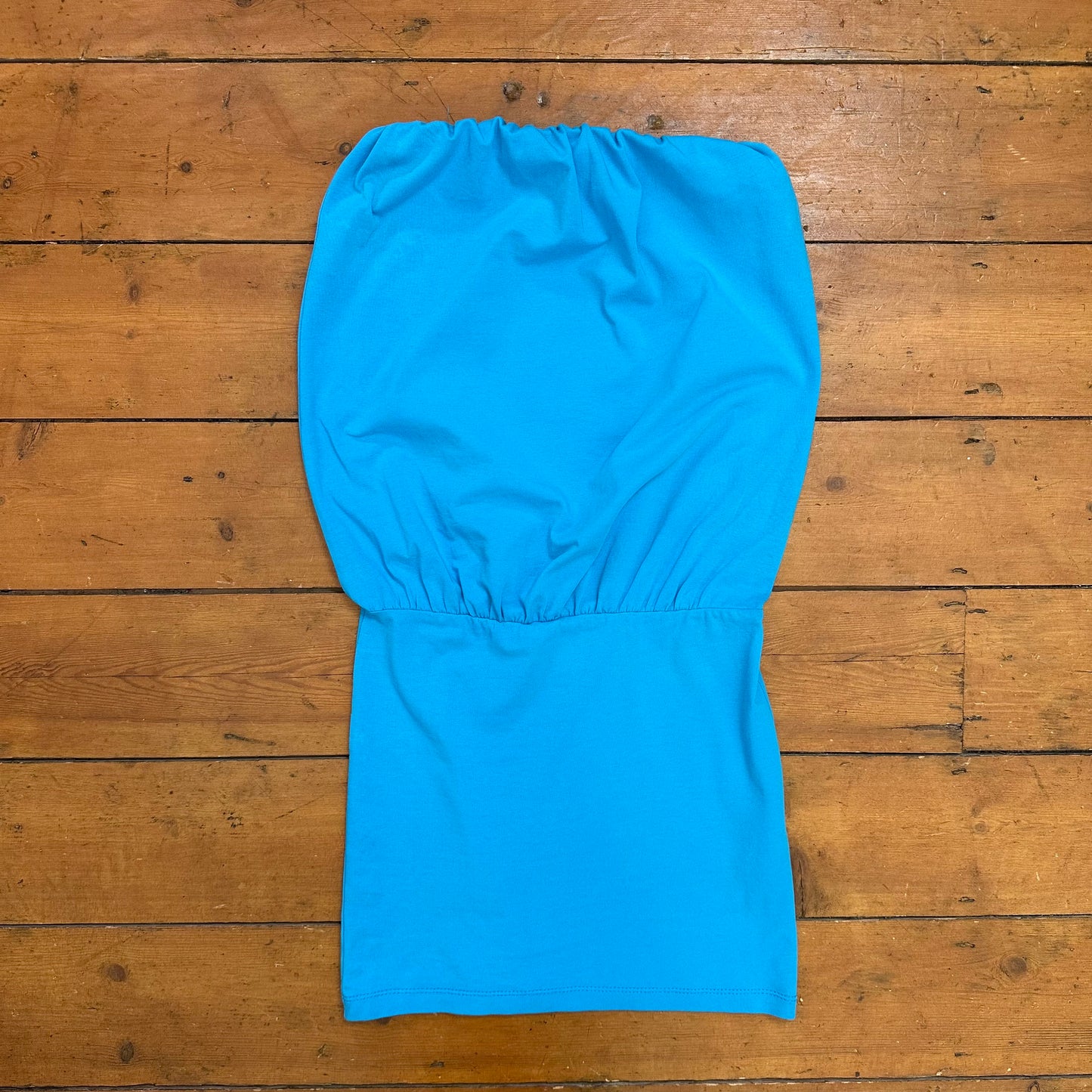 00s blue strapless clubwear mini dress