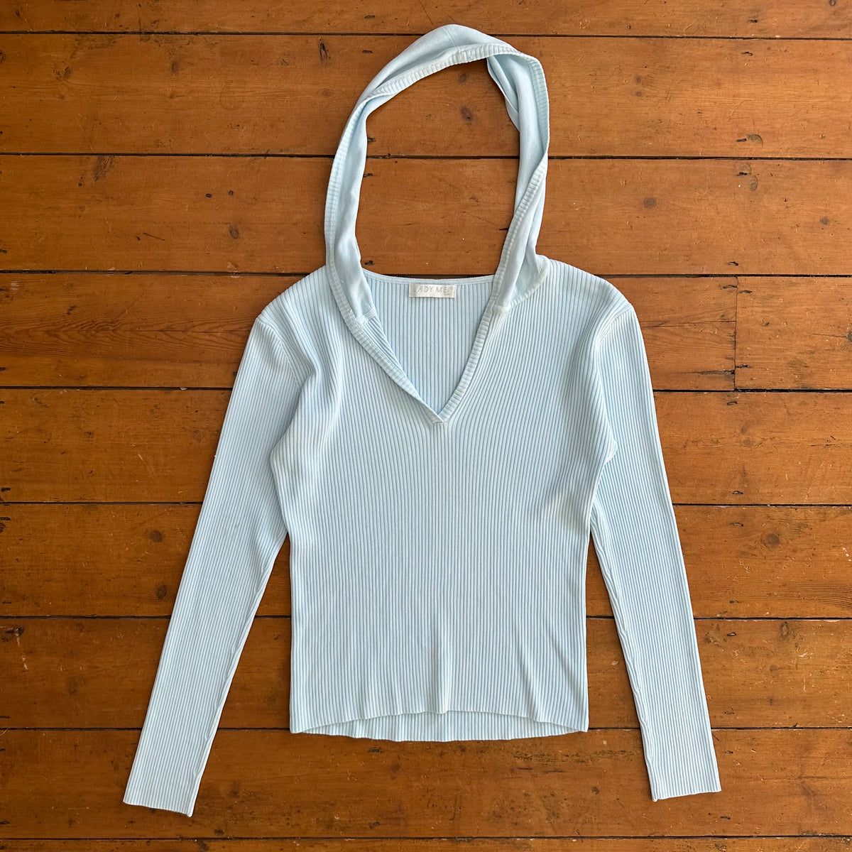 vintage 00s baby blue v neck long sleeve top