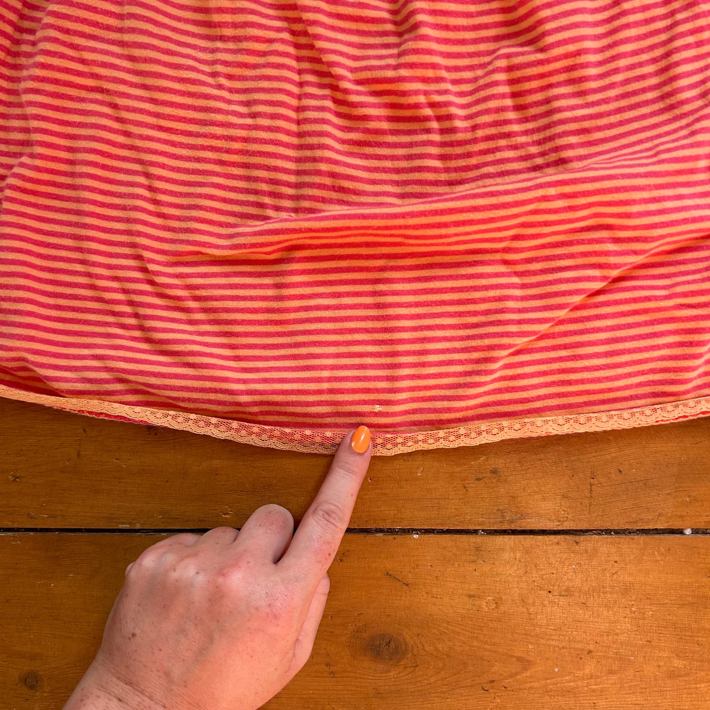 vintage 00s pink and orange stripe strapless top