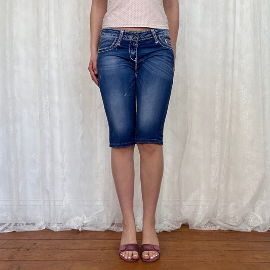 vintage 00s contrast stitch denim capri pants
