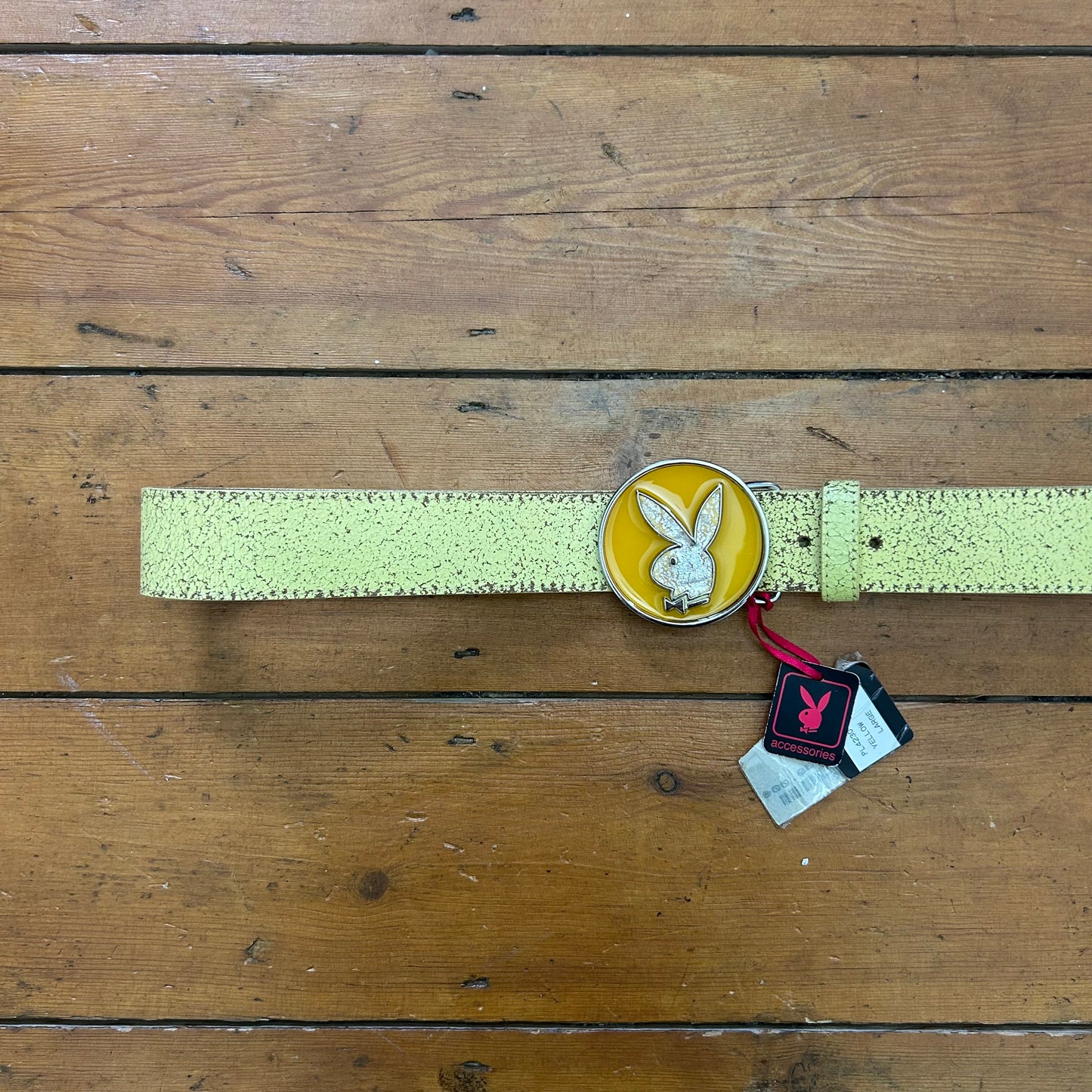 vintage 00s yellow playboy belt