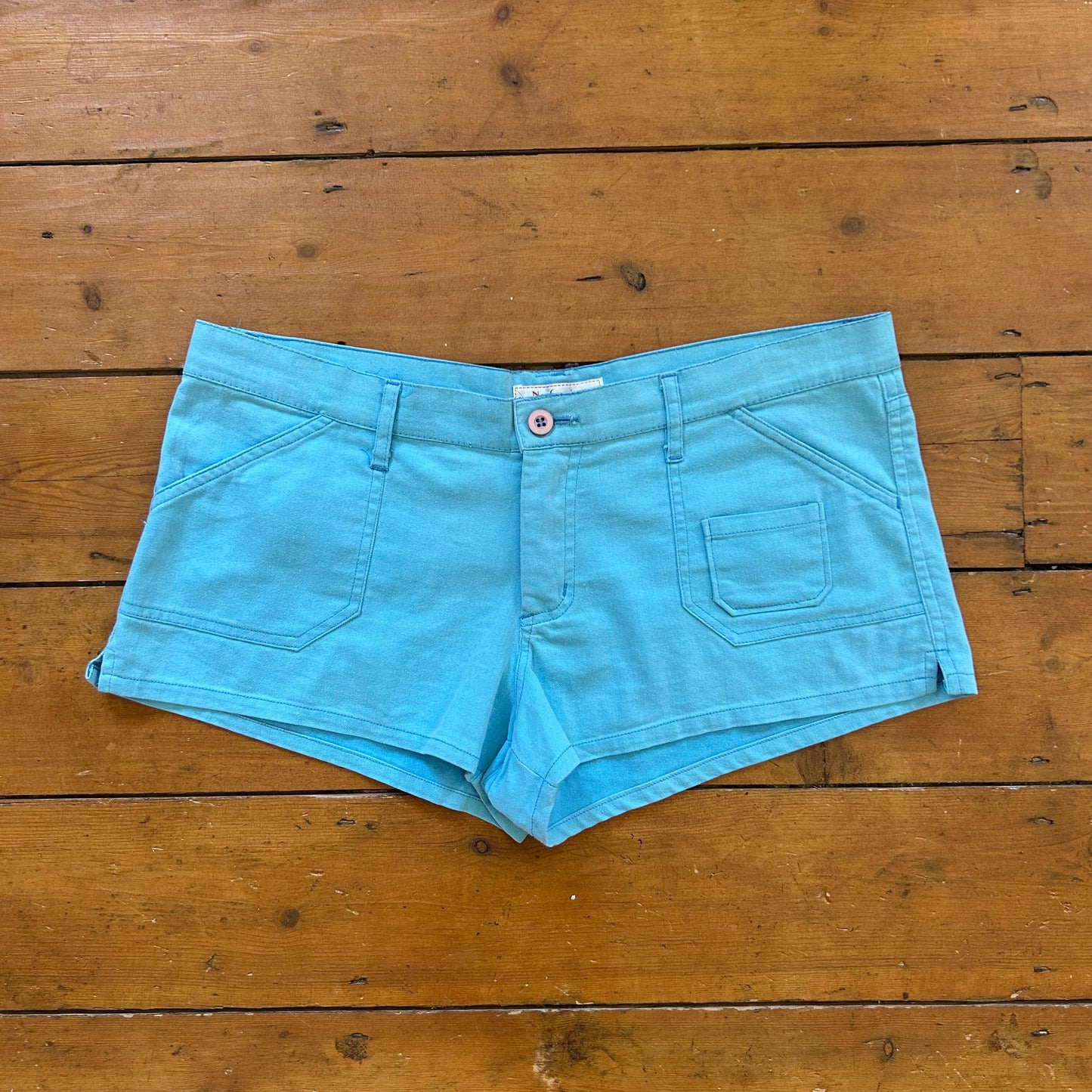 vintage 00s aqua blue mini shorts