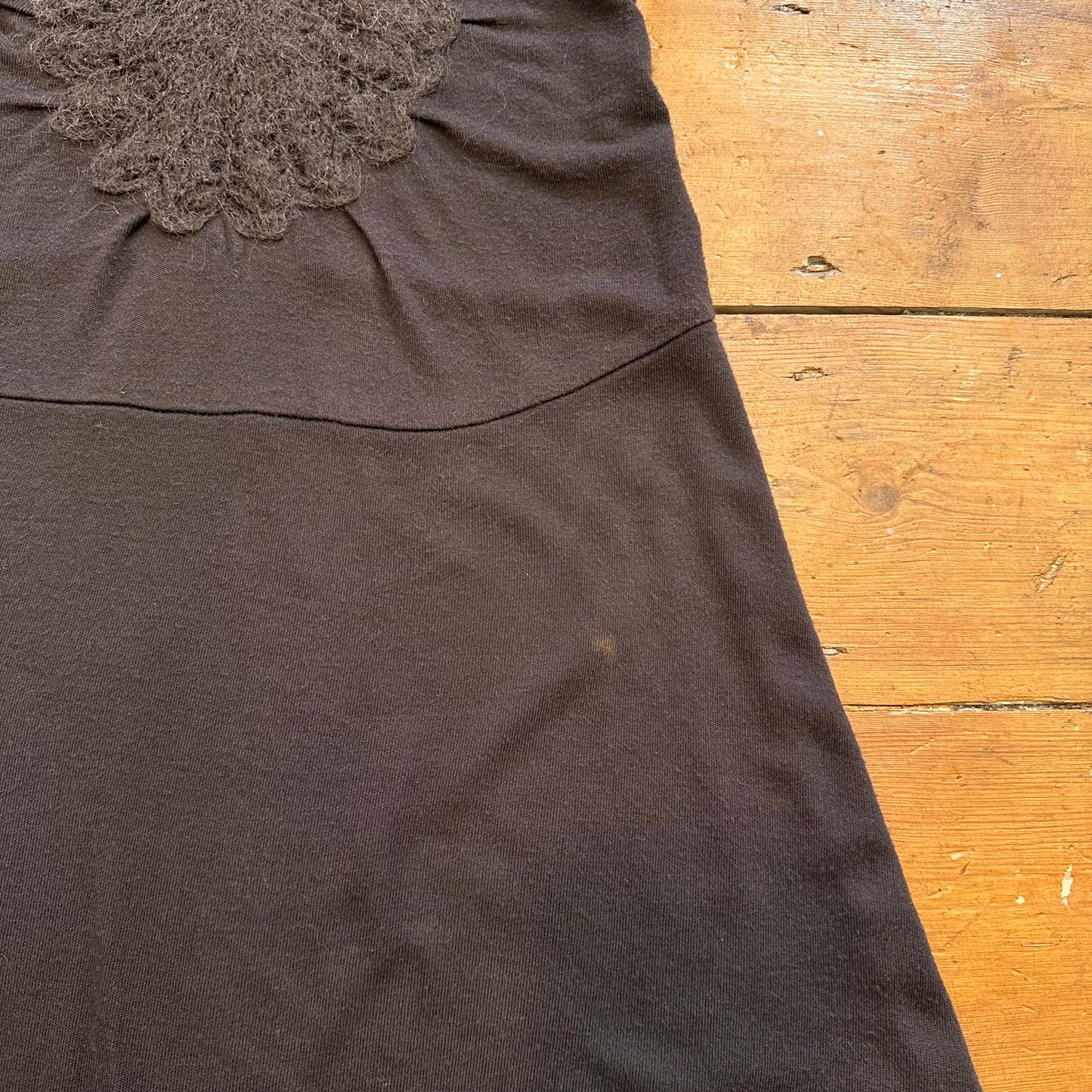 vintage 00s brown crochet detail midi dress