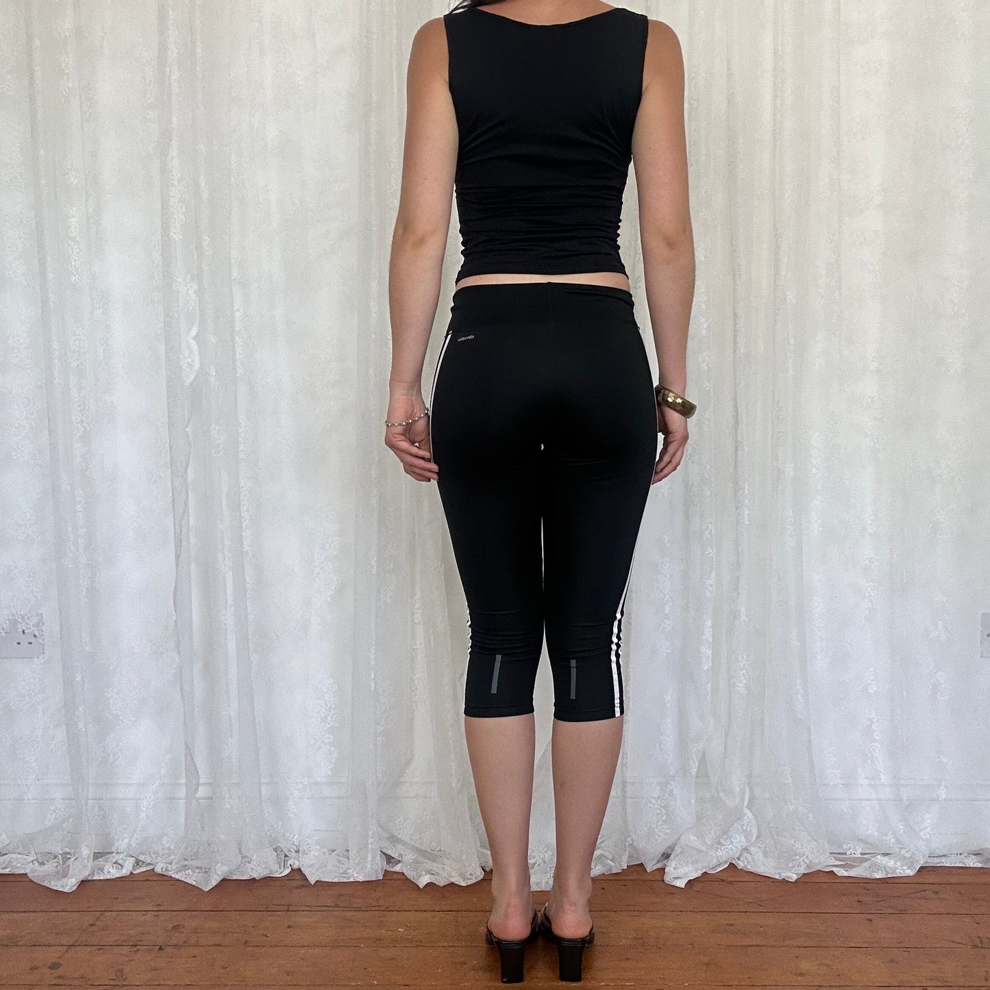 vintage 00s black slinky crossover tank top