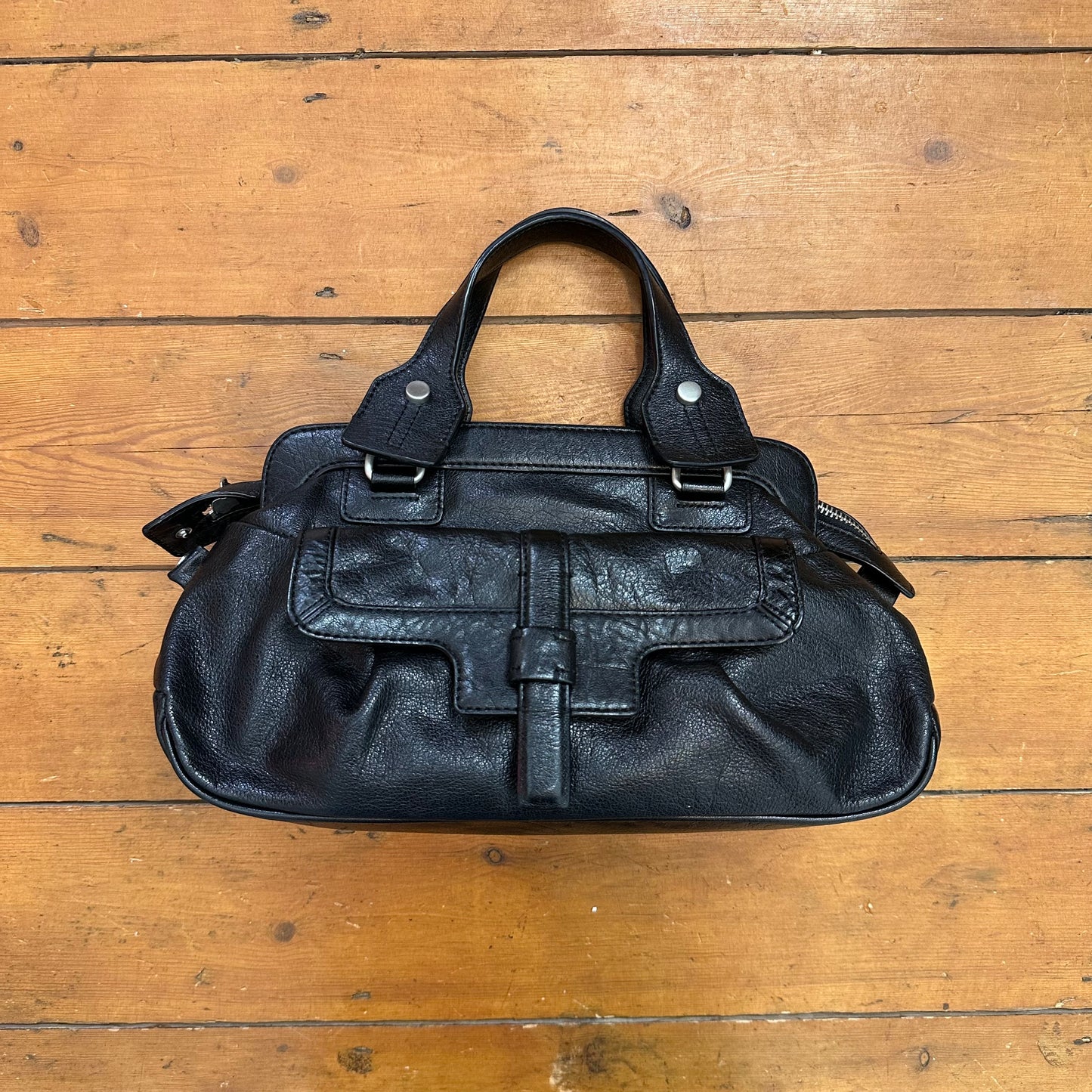 vintage 00s black leather bag