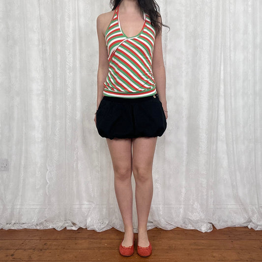 vintage 00s striped halter neck top