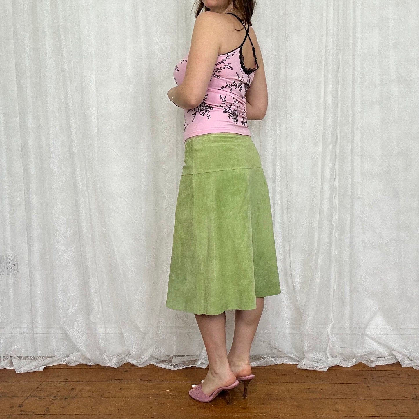 vintage 00s black and pink floral cami