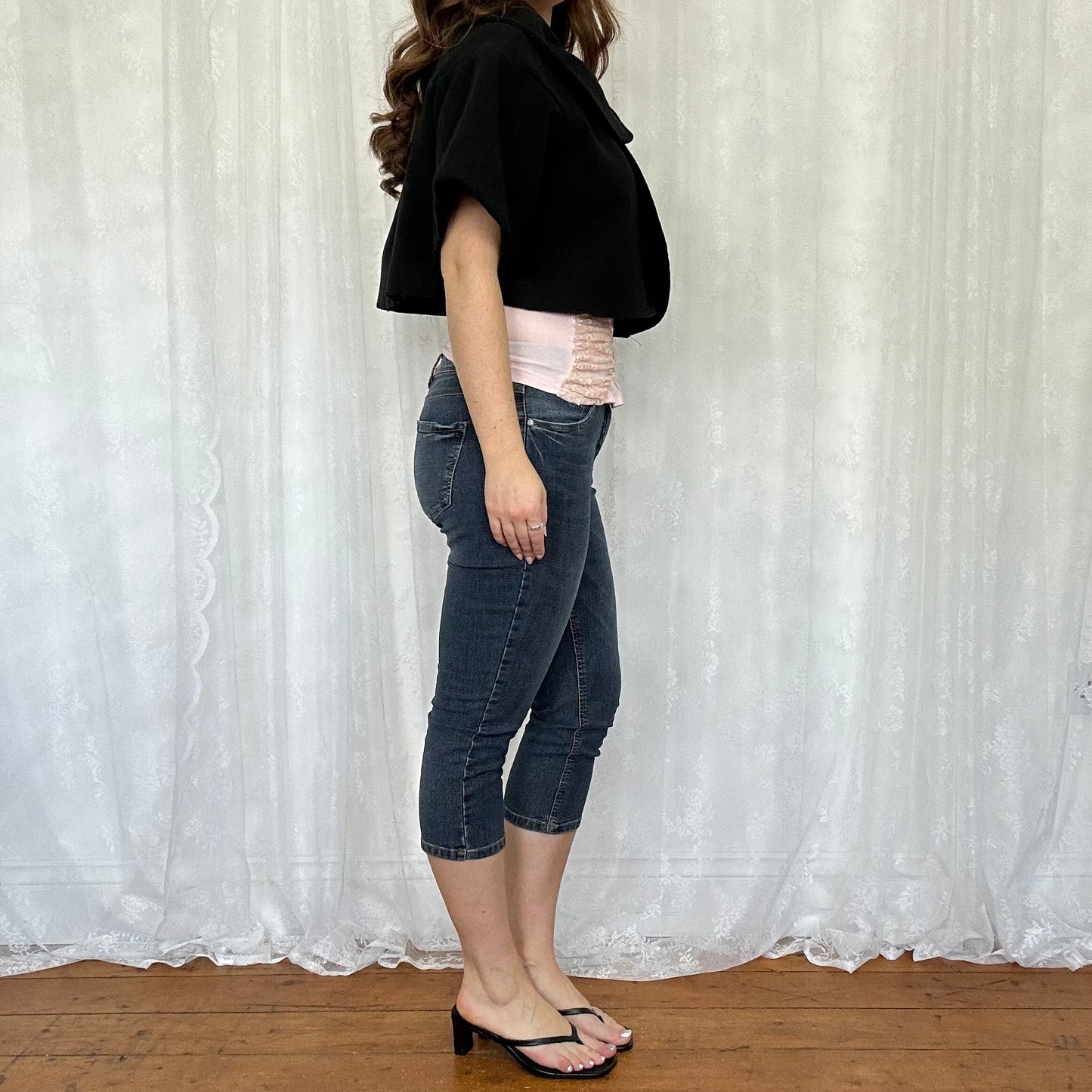 vintage 00s black cropped peacoat