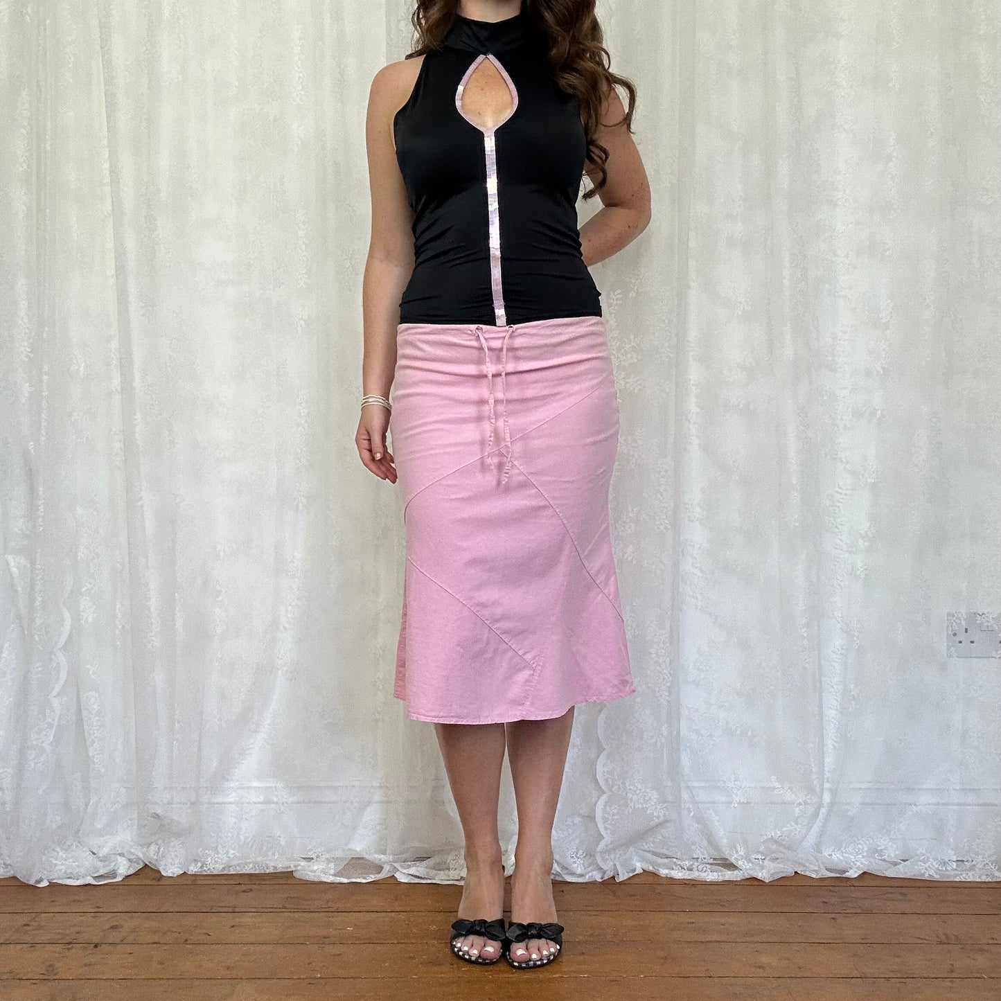 vintage 00s black slinky keyhole top