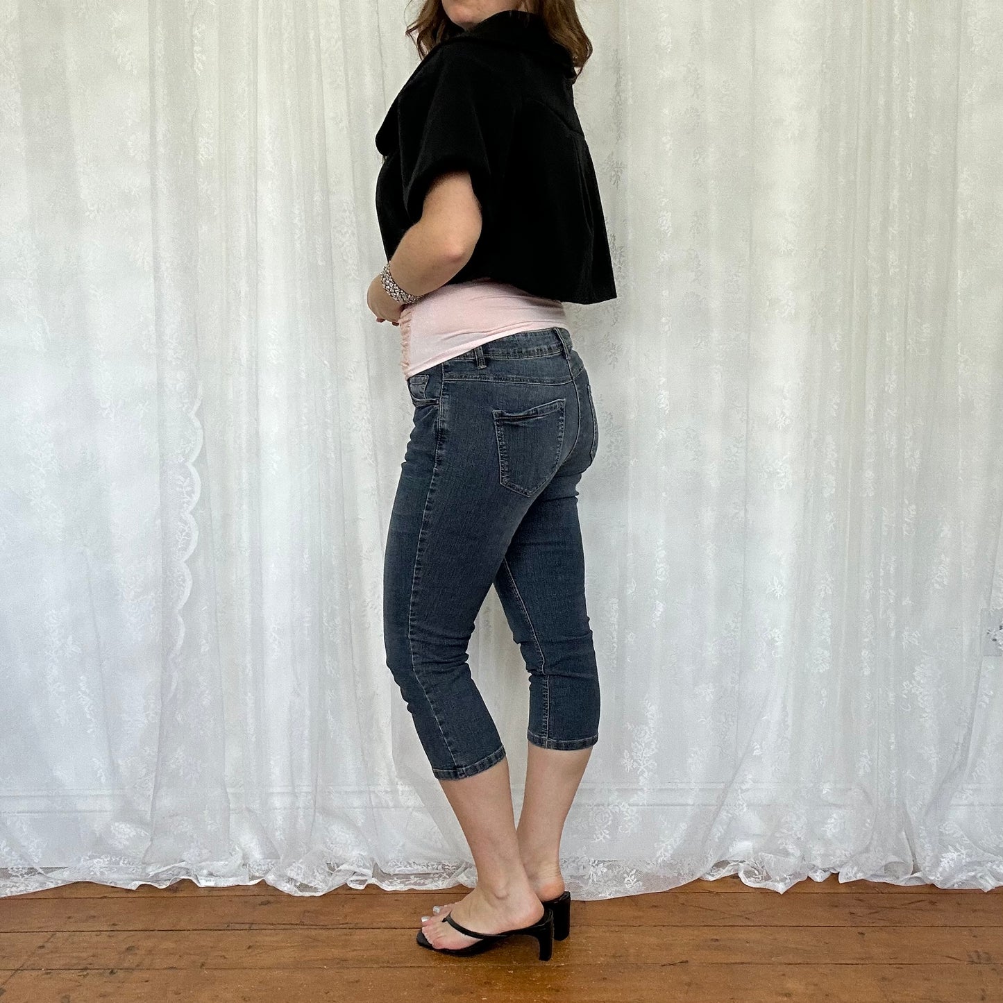 vintage 00s black cropped peacoat