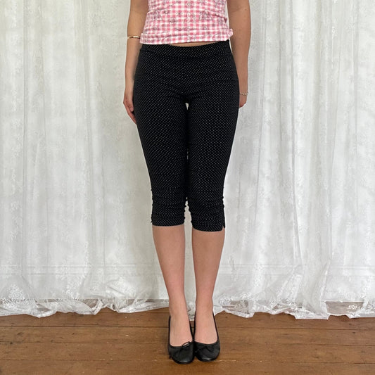 vintage 00s black polka dot capri pants