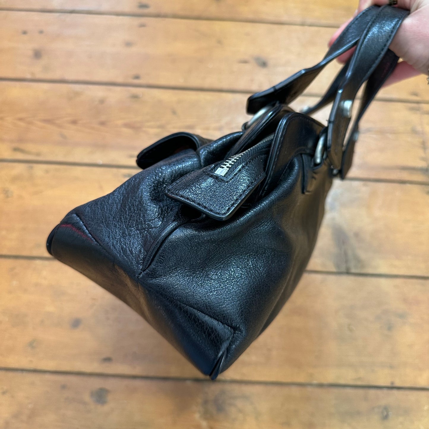 vintage 00s black leather bag